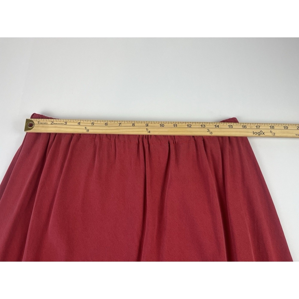 Vintage 90s Coldwater Creek Silk Blouse & Skirt Set Red Roll Tab Sleeve Sz PXL - Picture 5 of 9